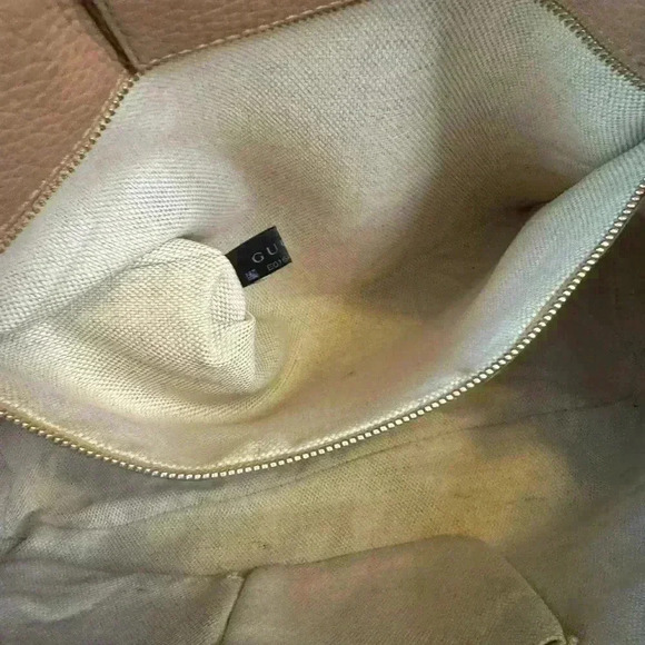 Gucci Vintage Medium Floral Camvas Pink/Beige Leather Tote Bag. - Picture 10 of 15